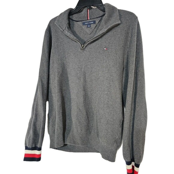 Tommy Hilfiger Sweater Pullover Men’s 1/4 Zip High Collar Cotton   Size Large - Picture 2 of 6